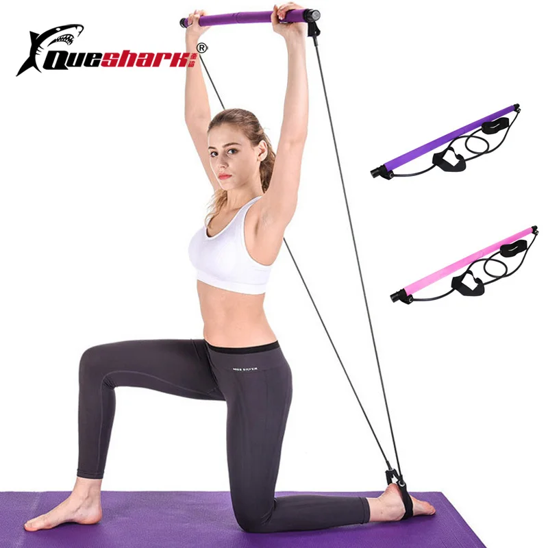 

Multifunction Portable Pilates Bar Resistance Band Toning Bar Home Gym Fitness Body Building Workout Stretch Stick Strap Set