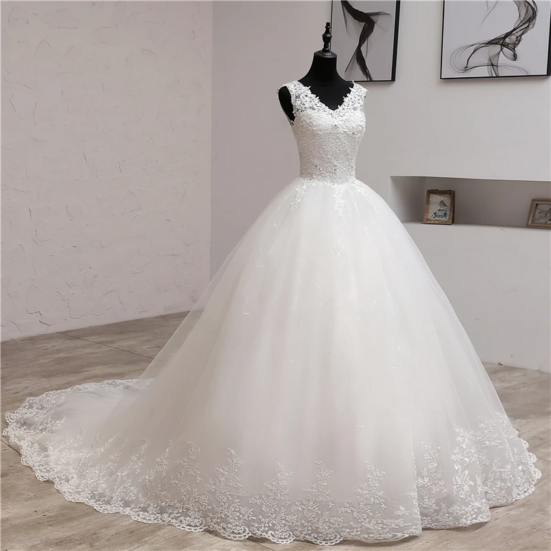 Lace Embroidery 2021 Spring Africa Style  Wedding Dress Long Train Sweet Elegant Plus Size Vestido De Noiva Bride V Neck 7 long sleeve bridal gowns