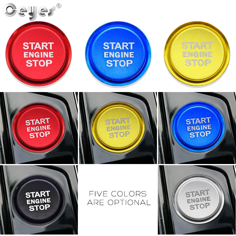 Ceyes Car Styling For Volkswagen Phideon For VW Tiguan L Teramont Auto Start Stop Engine Button Ring Cover Stickers Accessories