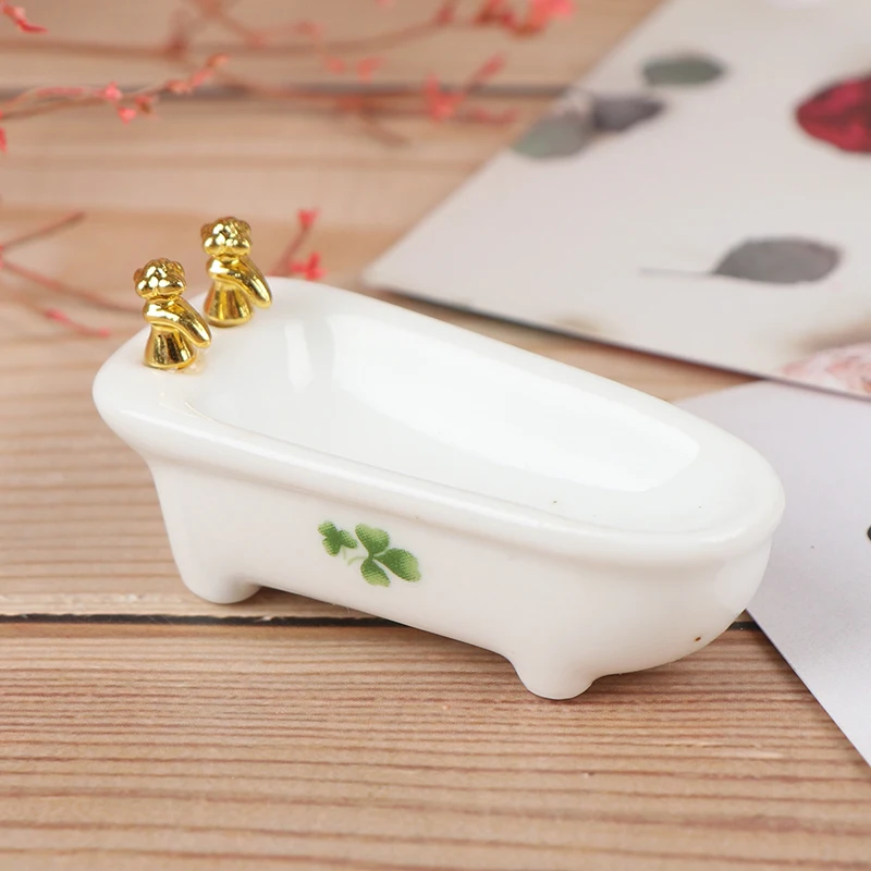1 Набор 1/24 Миниатюрный Кукольный домик, набор для ванной, керамическая Ванна, туалет для кукол, мебель для дома, игровая игрушка