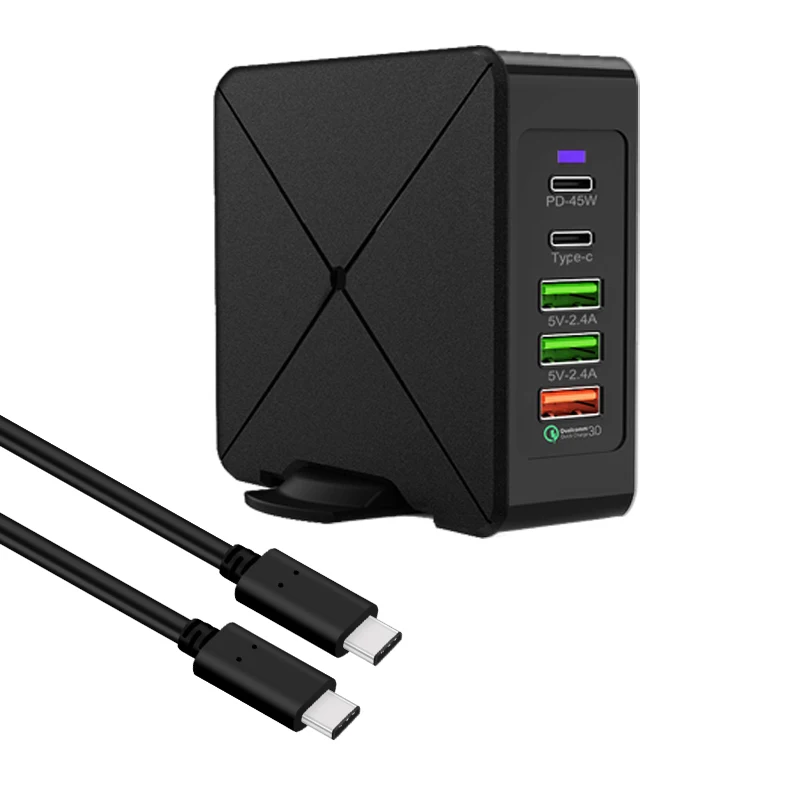 with Cable 75 Вт Быстрая зарядка 3,0 usb type C PD адаптер питания зарядное устройство для телефона 45 Вт для iphone huawei для Macbook Air samsung планшет быстрая зарядка - Тип штекера: with Cable