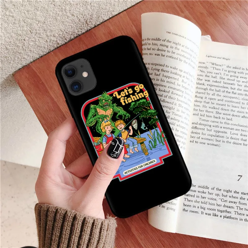 Funny Halloween Satan Vintage Let's Summon Demons Graphic Black silicone Phone Case For iPhone XR X XS 11 Pro Max 8 7 6 6S Plus