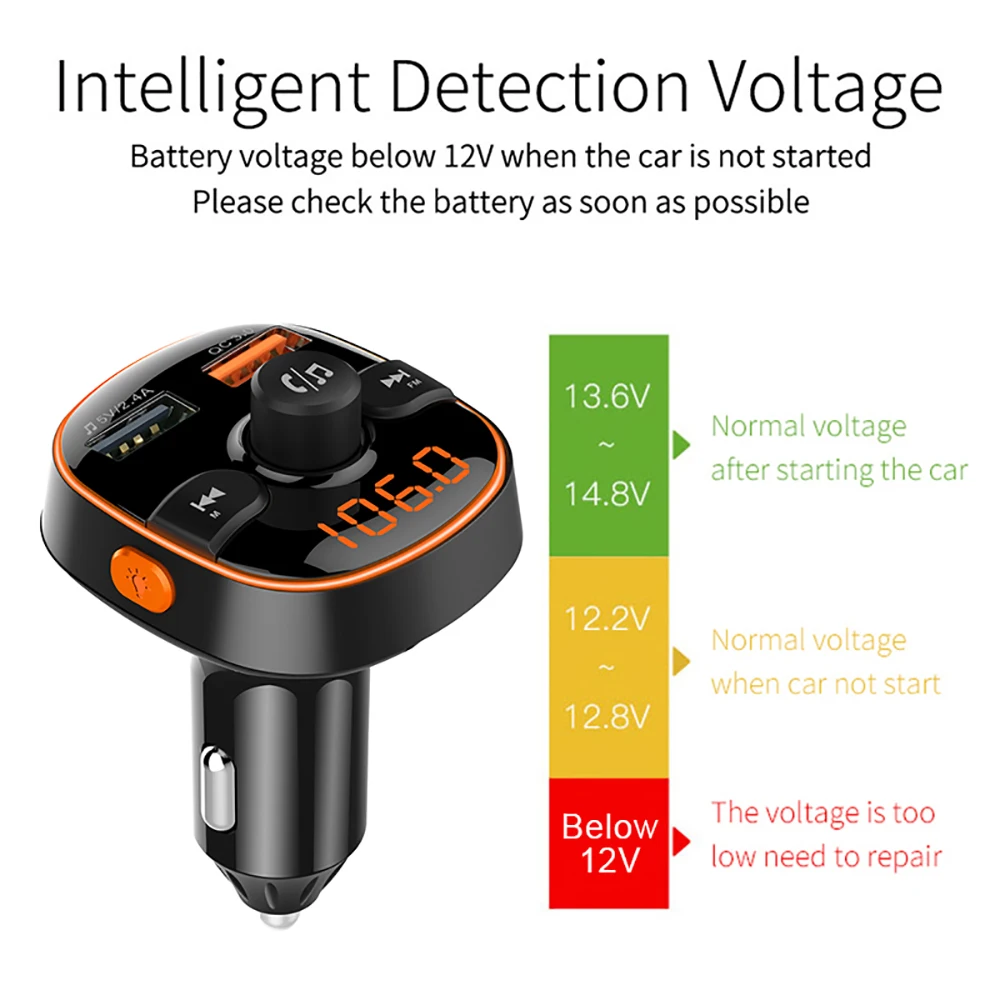 VicTsing fm-передатчик Bluetooth QC3.0 Быстрая зарядка 5,0 беспроводной fm-радио автомобильный адаптер автомобильный MP3 FM двойной USB зарядное устройство автомобильный комплект