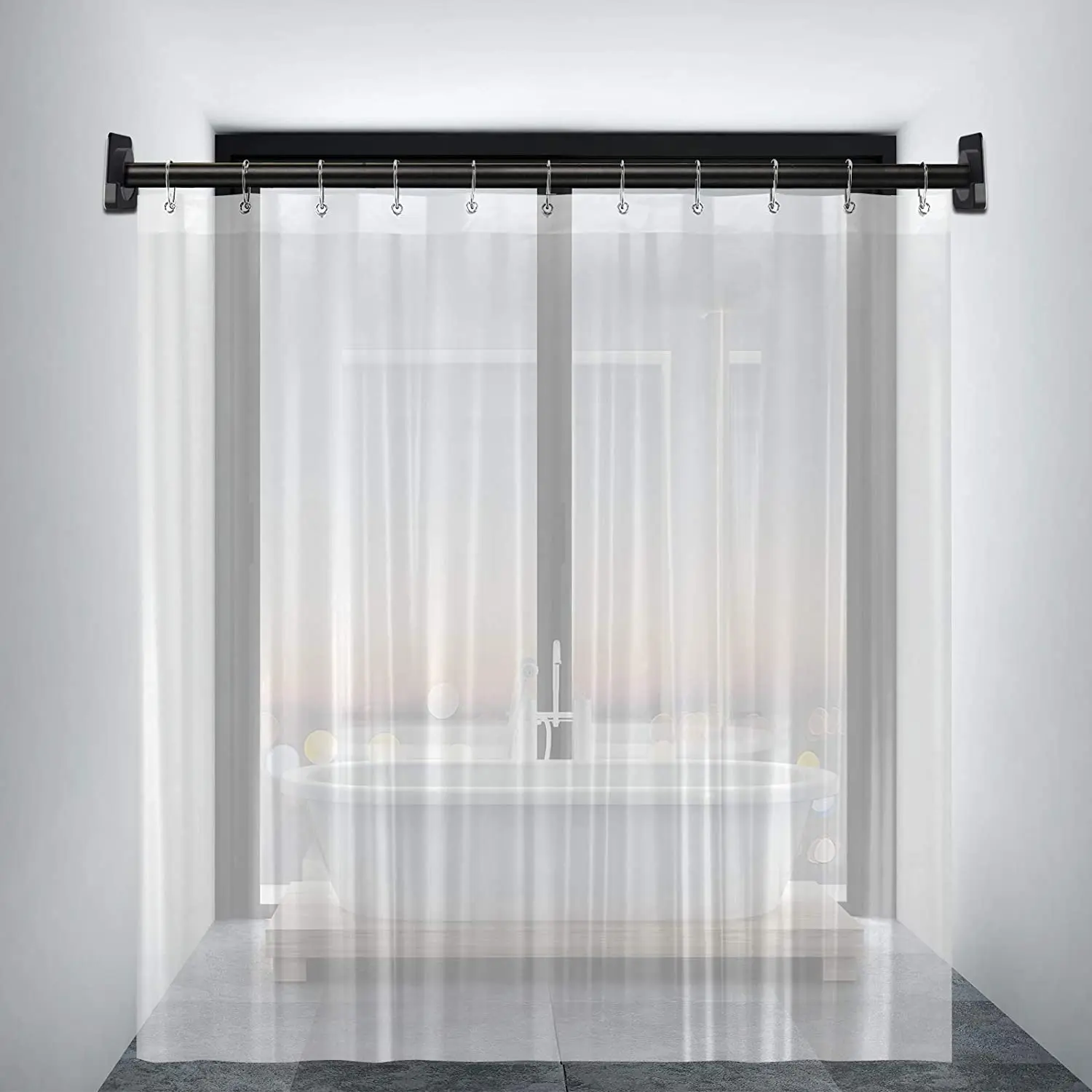 Universal Shower Curtain Rod Mount Holder for Wall Adhesive Shower Rod Tension Retainer No Drilling Stick On Screw Fixation
