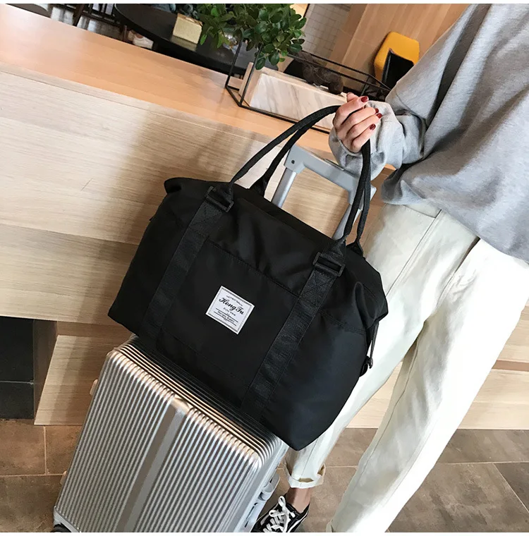 Wholesale Solid Color One-Shoulder Handbag Fashion Simple Nylon Cloth Large Capacity Travel Bag Gym Bag Manufacturers Direct Sel