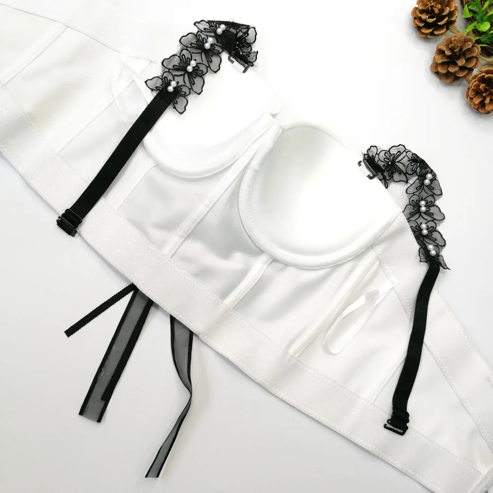 A1060 New Fashion Lace Camisole Fish Bone Ladies Bow Sexy Women Wholesale Corset Overbust Bustier Crop Tops