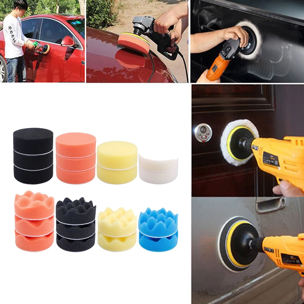 31pcs Waxing Tool Car Polishing Replaceable Universal With Drill Adapter Buffer Pads Set Anti Scratch Parts Auto Sponge Wheel