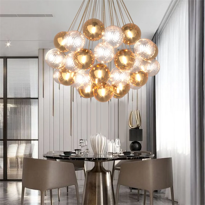 

Nordic color bubble glass ball pendant lights bedroom living room dining long line loft shop LED decor pendant lamps fixtures