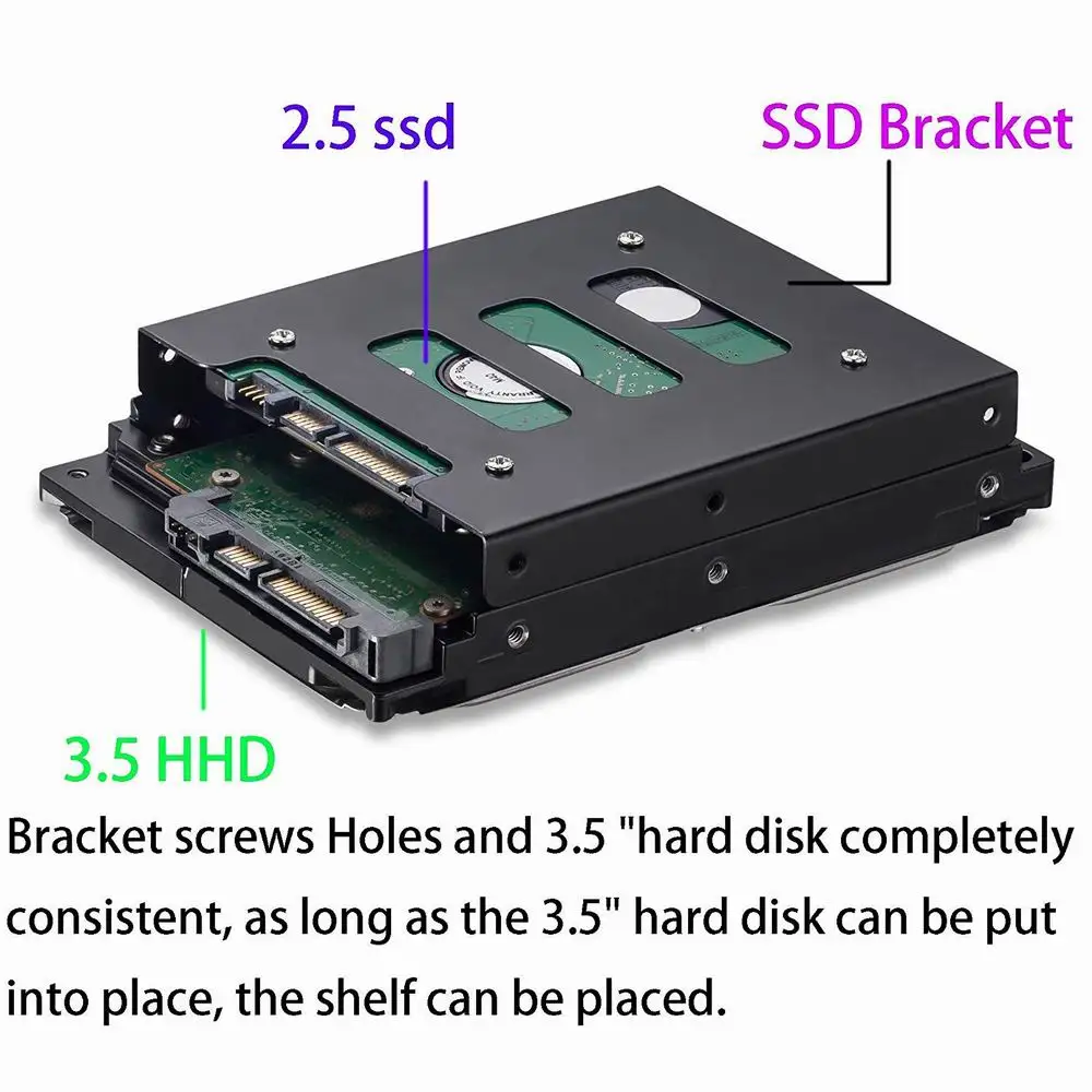 Полезный 2,5 дюймов SSD HDD до 3,5 дюймов металлический монтажный адаптер Кронштейн Док 8 винтов держатель жесткого диска для ПК корпус жесткого диска