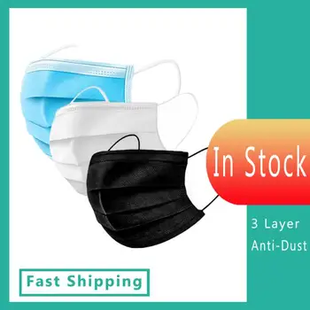 

In Stock 10pcs/50pcs/100pcs Mask Disposable Nonwove 3 Layer Ply Filter Mask mouth Face mask filter safe Breathable Earloops Mask