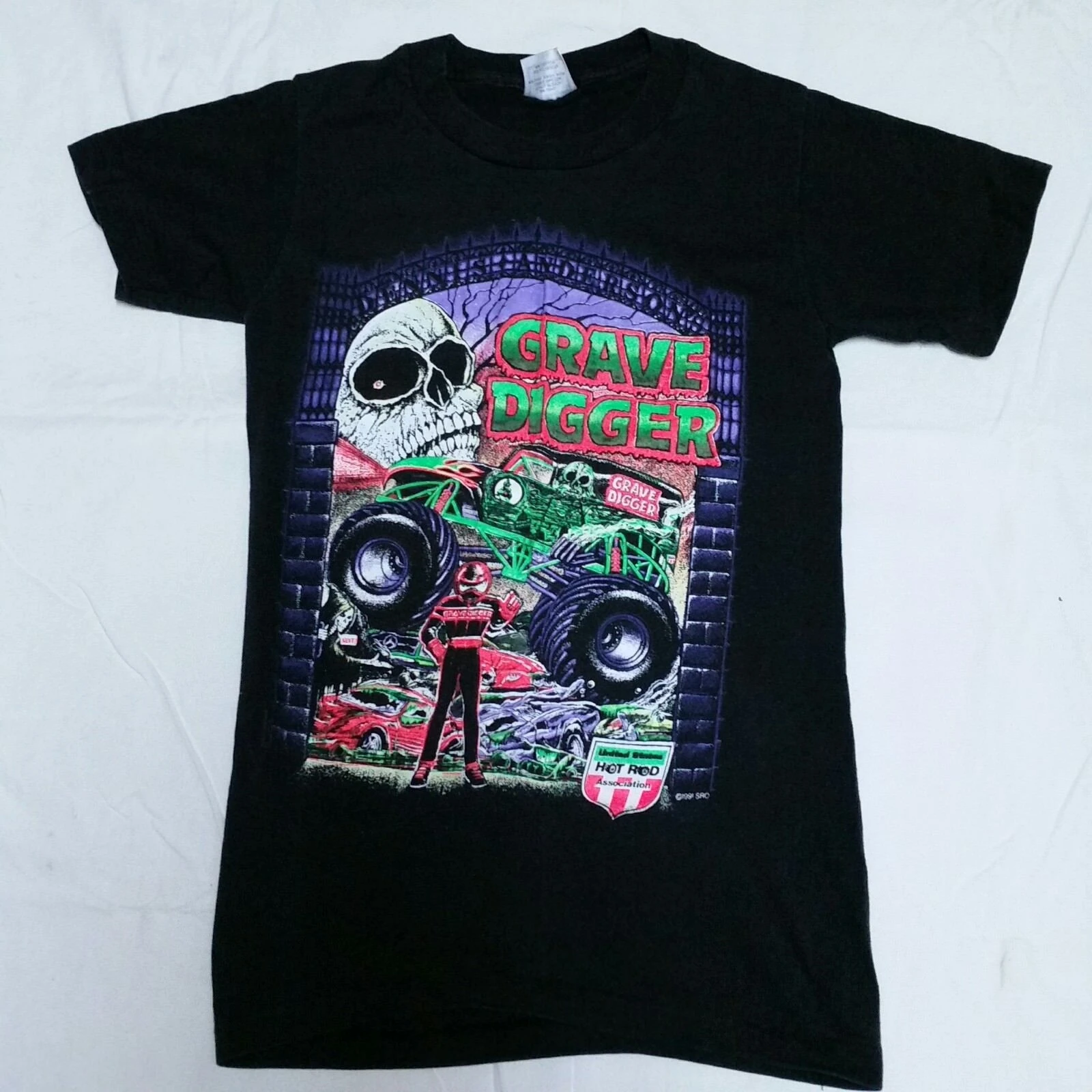 Vtg 1991 Grave Digger T Shirt Hot Rod 90S Tee 50 Monster Truck Racer Small Men Free Shipping |