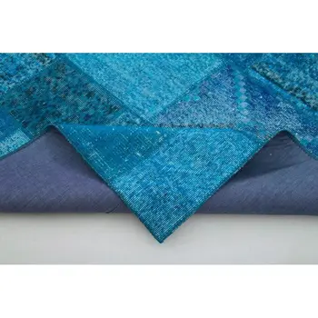 

172x239 Cm Turquoise Handmade Patchwork Rug-6x8 Ft