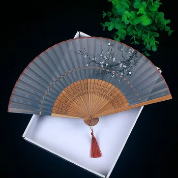 Abanico de seda pequeño plegable clásico chino Para mujer, abanico de mano de bambú Para baile, ventilador plegable japonés, Abanicos Para Boda