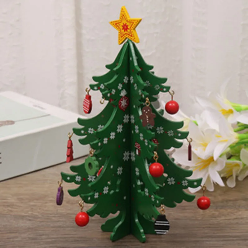 star tree Деревянные Рождественские елочные украшения Новые DIY настольные украшения Праздничные подарки креативные ретро деревянные ремесленные украшения - Цвет: star tree
