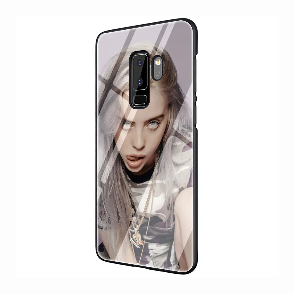 Billie Eilish девушка закаленное Стекло TPU черный чехол для Galaxy S7 Edge S8 S9 плюс S10 Note 8, 9, 10, A10 20 30 40 50 60 70 - Цвет: G2