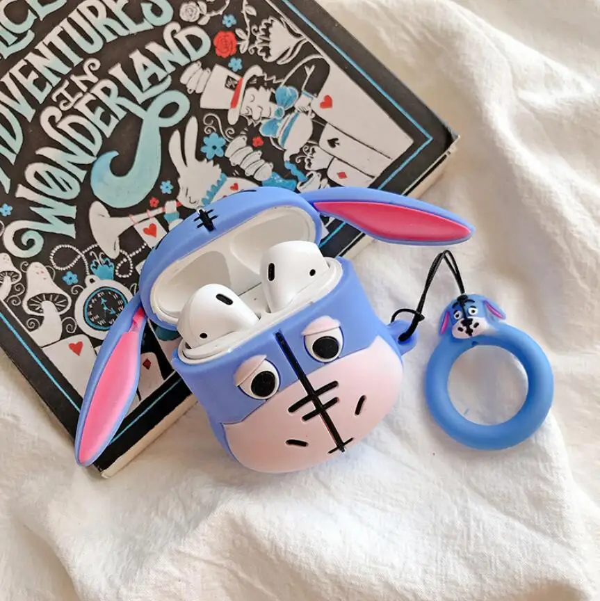 Мягкий силиконовый чехол для AirPods Eeyore Donkey Tigger Tiger Ring Chain