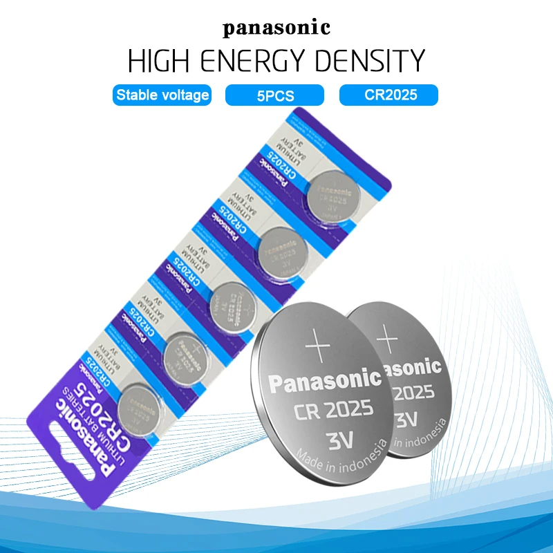 5PCS PANASONIC 3V Button Coin Cell Lithium Battery CR2025 LM2025 BR2025