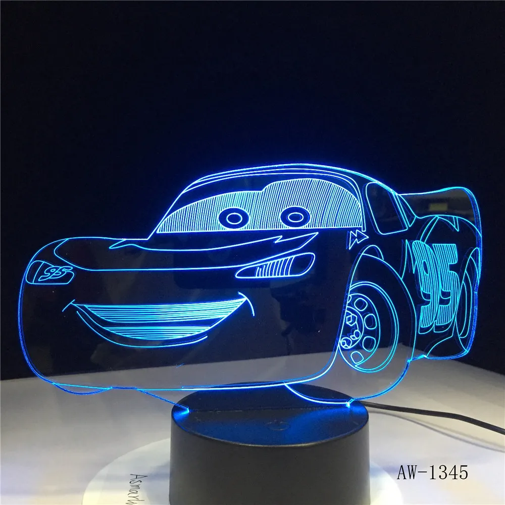 Молния Маккуин Route 66 ваш гоночный автомобиль 3D 7 цветов лампа визуальный