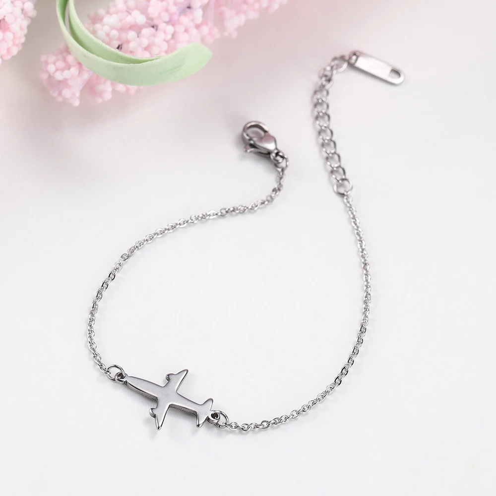 Skyrim Plane Charm Bracelet Stainless Steel Aircraft Airplane Adjustable Chain Link Bracelets Pulsera Jewelry Gift for Women - Image 3