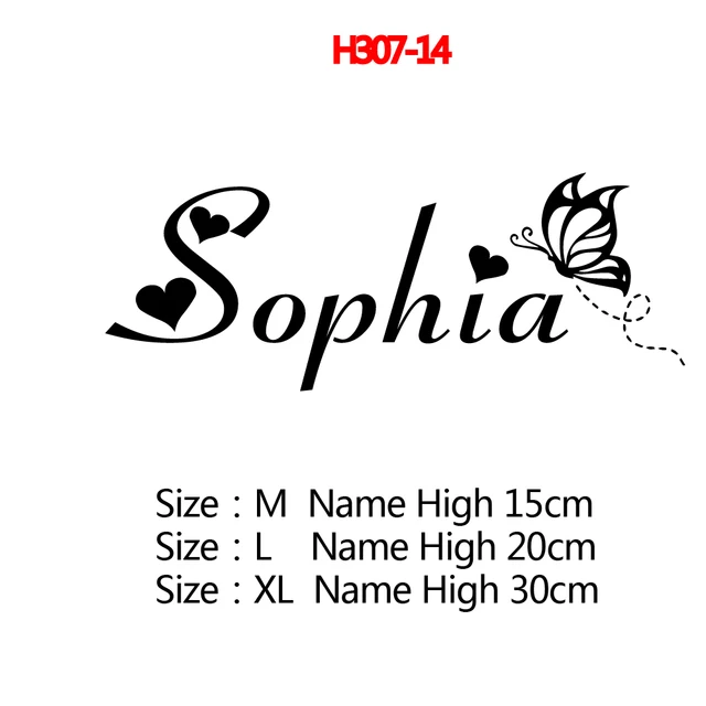 Personalized Custom Name Butterfly Wall Sticker Wallpaper For Nursery Kids Room Decoration Vinyl Stickers Bedroom Decals H307-14
