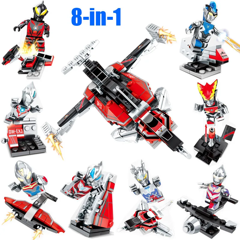 Set B (8 in 1) Ultraman игрушка 8-в-1 GW-EXJ боец Мини фигурки строительные блоки Совместимые с лего кирпичики - Цвет: Set B (8 in 1)