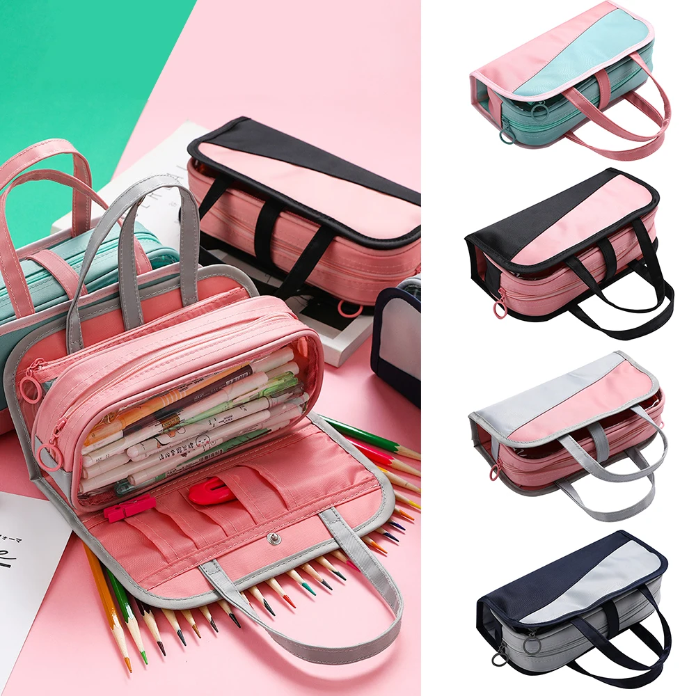 

WENYUJH 2019 New Fashion Canvas Creative Large Capacity Side Open Zipper Pencil Bag School Stationery Storage bag