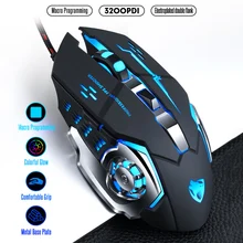 Игровая мышь Pro Gamer, 8D, 3200 dpi, регулируемая Проводная оптическая светодиодный мышь для компьютера, USB кабель, бесшумная мышь для геймера, мышь для ноутбука, ПК