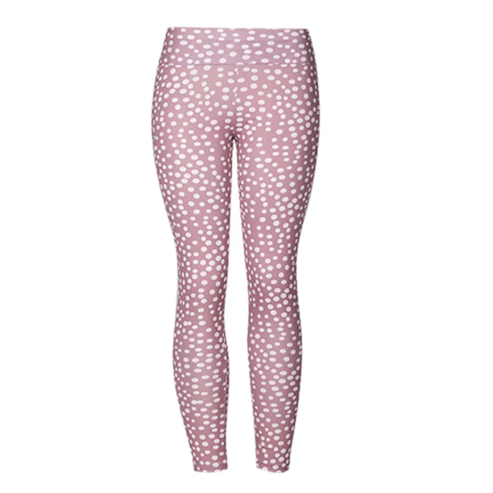 Women Fitness Yoga Pants Slim High waist Sport Leggings Gym Leggings Elastic dot Print Long Tights for Running Tummy Control f3