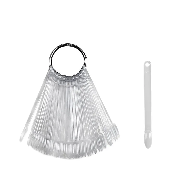 1Set False Nail Tips Nature Clear Fan Finger Full Cover Nail Art Display Practice Acrylic UV Gel Tool Manicure for Nails Polish - Цвет: 01
