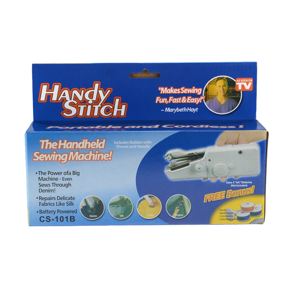 1pc Portable Household Mini Hand Sewing Machine Quick Stitch Sew Needlework Cordless Clothes Fabrics Electronic Sewing Machine