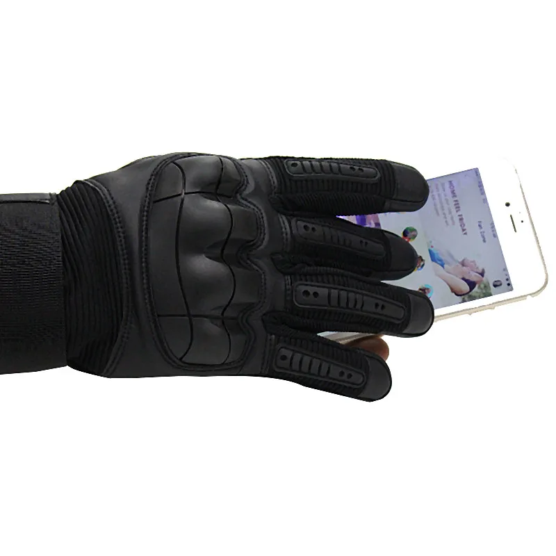 Тактические перчатки с сенсорным экраном, военные Пейнтбольные армейские противоскользящие резиновые перчатки на концах пальцев, мотоциклетные перчатки Hiki - Цвет: A18 Black
