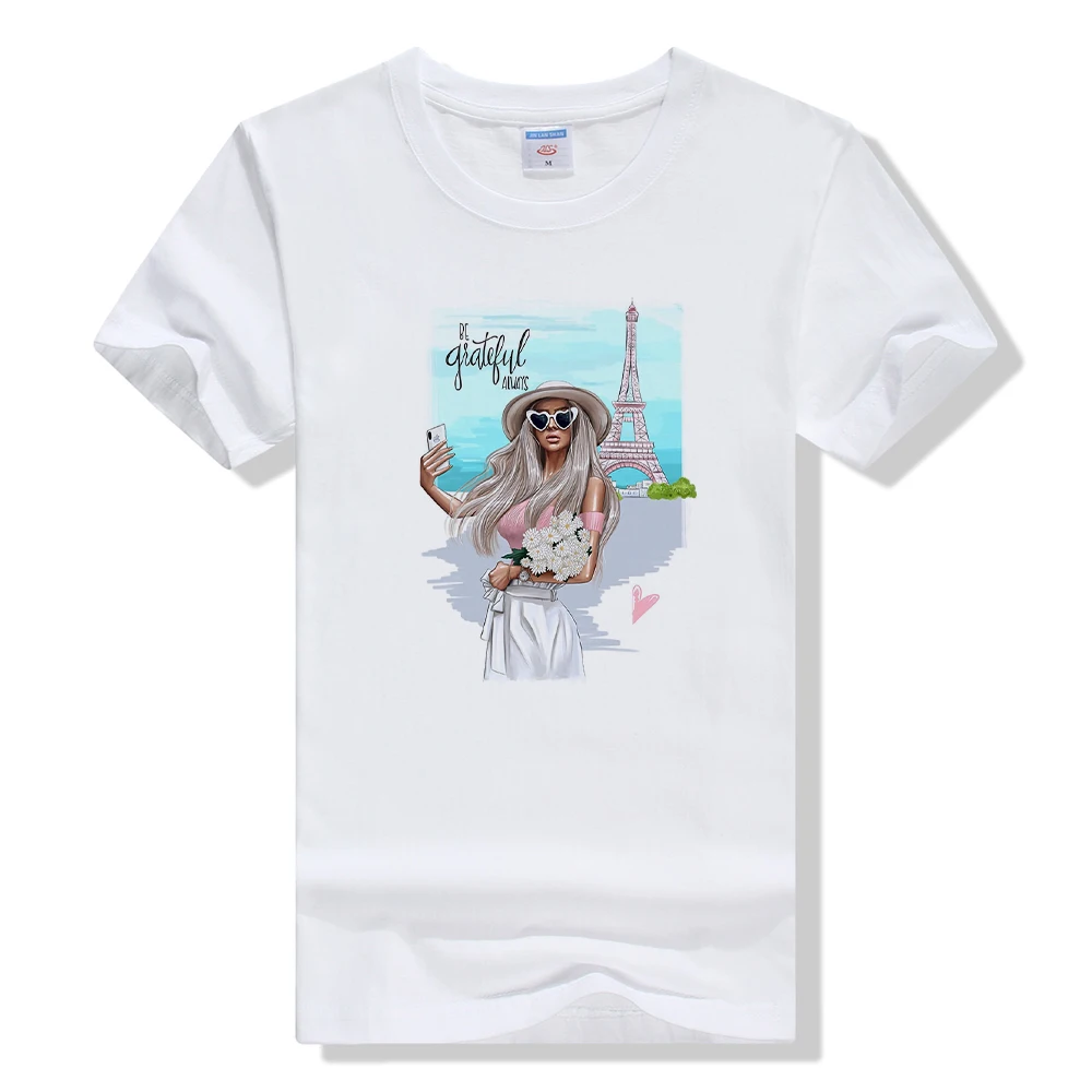 

Autumn High Quality Simplicity Family Tshirt Beauty With White Hair Graphic Print T-shirt Modern Mom MinimalismT Shirt