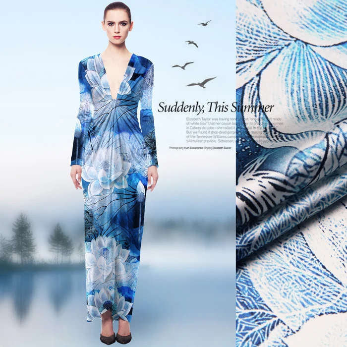 118 см Печатный шелк стрейч метр атласной ткани 19 мм Мягкая атласная шелковая ткань для платья спандекс ткань оптом шелковая ткань