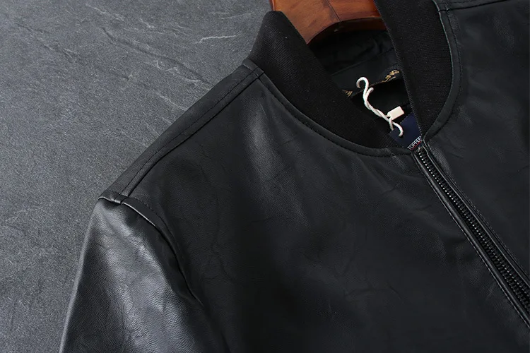 Fa3965 like This Leather Men Fashion Baseball Collar Slim Fit Jacket