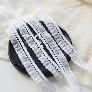 

1M New Pleated Guipure Cotton Lace Trim Elastic Ribbon White Lace Fabric 1.5cm Sewing Clothes Decor Craft Supplies dentelle QZ47