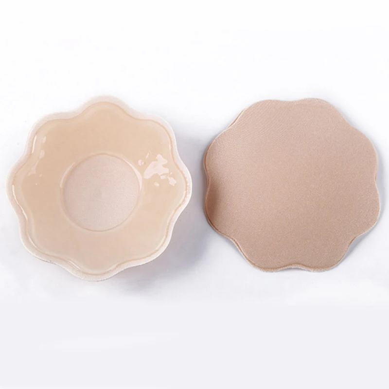 beige-huabian 2 шт многоразовый самоклеющийся силиконовый бюстгальтер дышащий бюстгальтер для подтяжки груди чехол для сосков Pasties лепесток наклейка на грудь на бюстгальтер для женщин - Цвет: beige-huabian
