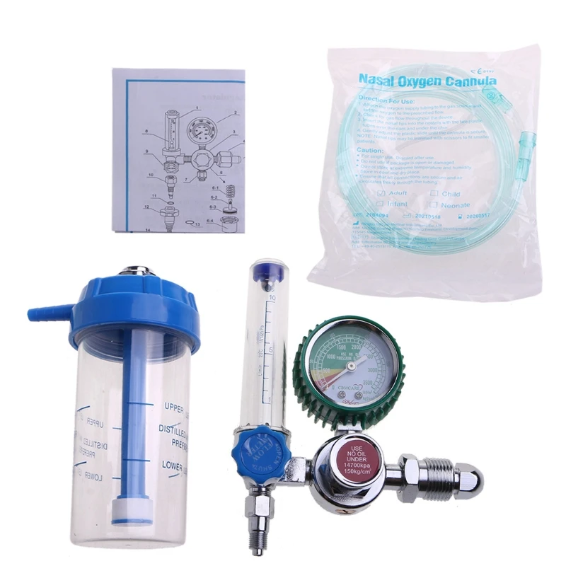Oxygen Pressure Gas Regulator Inhaler G-5/8 Male Thread O2 Reducer Gauge Flow Meter Buoy Type Inhalator G8TB | Инструменты