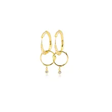 925 sterling silver earrings cz white zircon gold double hoop earrings birthday gift