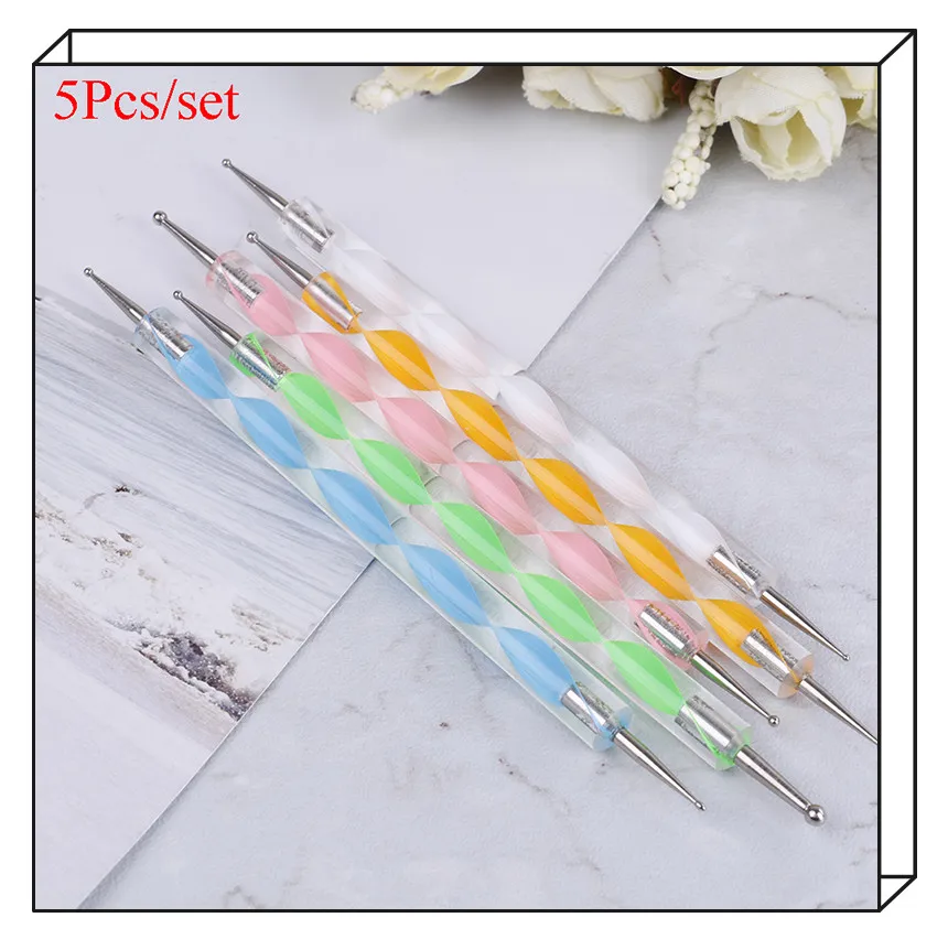 5PCS Nail Art Design Set Dotting Pen Drawing Nail Varnish Gel Polish Brush for Manicure Nails Art Brush Nail Art Tools