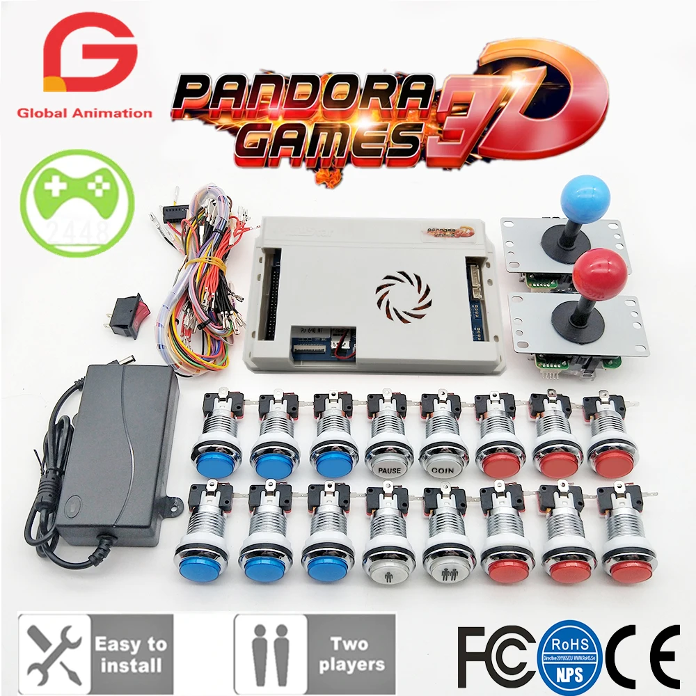  2 Player Original Pandora Game 3D Kit Copy SANWA JoystickChrome LED Push Button for DIY Arcade Mach - 4000345873211