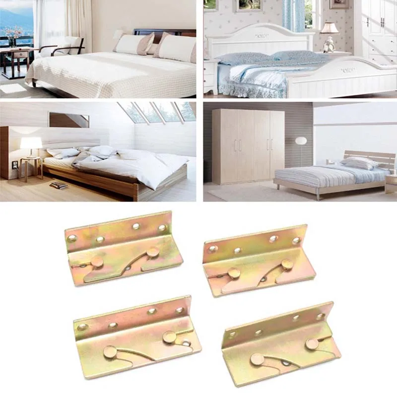 durable 4inch Wooden Bed Fixed Plate Heavy Metal Cabinet Hinge Furniture Hardware Parts Electroplating home accessories
