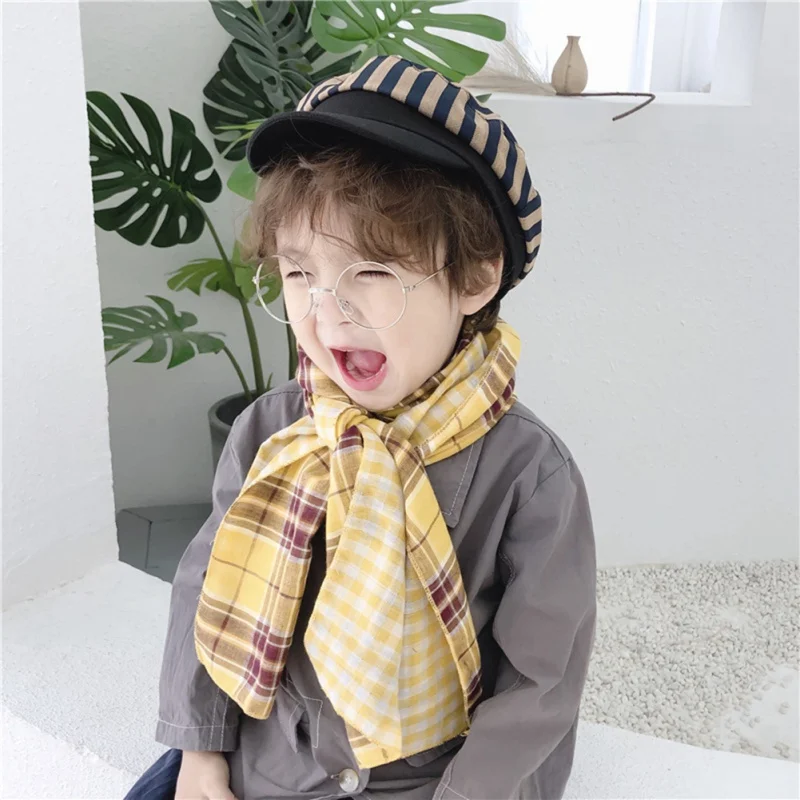 Осенне-зимний Повседневный модный детский клетчатый шарф с принтом, Детский Теплый шейный платок, одежда для малышей, аксессуары