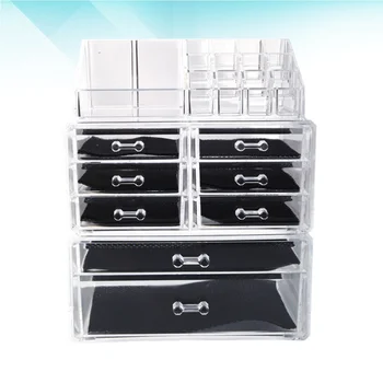 

Cosmetics Storage Rack with 6 Small and 2 Large Drawers Transparent