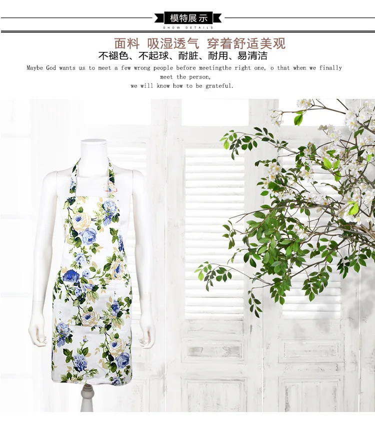 Korean Style Kitchen Home Adult Cotton Water-Resistant Apron Household Overclothes Oil Resistant Antifouling Manufacturers Direc