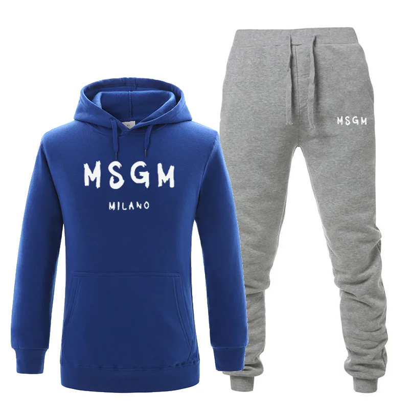 Новинка; Лидер продаж; комплект из 2 предметов; модная толстовка с капюшоном; MSGM; Мужская спортивная одежда с капюшоном; Осенняя брендовая одежда; толстовка с капюшоном+ брюки; костюм в стиле хип-хоп