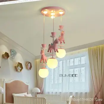 

Cartoon Creative Pink Resin Pendant Lights CHILDREN'S Room LED Light Pendant Lamp Modern Creative Girls Room Living Room Fixture