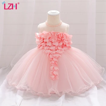 

LZH 2020 Infant Baby 1 Year Birthday Dresses Ball Gown Baby Girls Lace Flower Princess Dress Toddler Kids Christmas Clothing