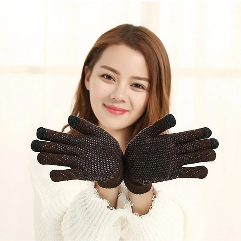 Новые модные вязаные перчатки унисекс на осень и зиму женские теплые шерстяные