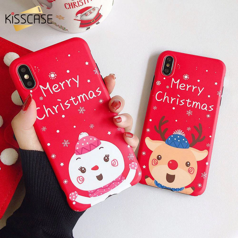 KISSCASE на Рождество и новый год чехол для телефона Funda iPhone 11 Pro Max XR/XS Max/X 6/6 S/7/8 Plus