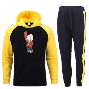 

Autumn Winter Men Sweat Suit Set Drawstring Tracksuit Men's Hooded Sweatshirt pants Outdoor Sport fashion unisex 2 Piece Suit